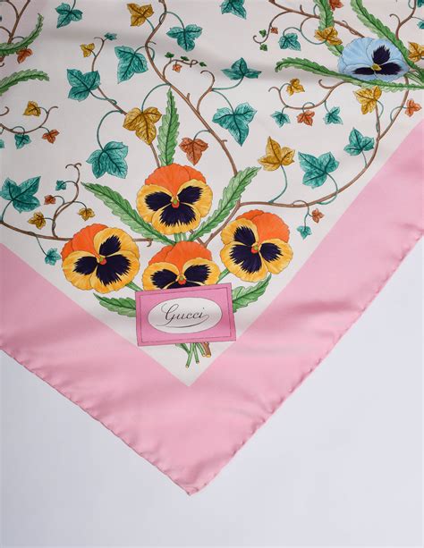 gucci flora embroidered|Gucci floral scarf.